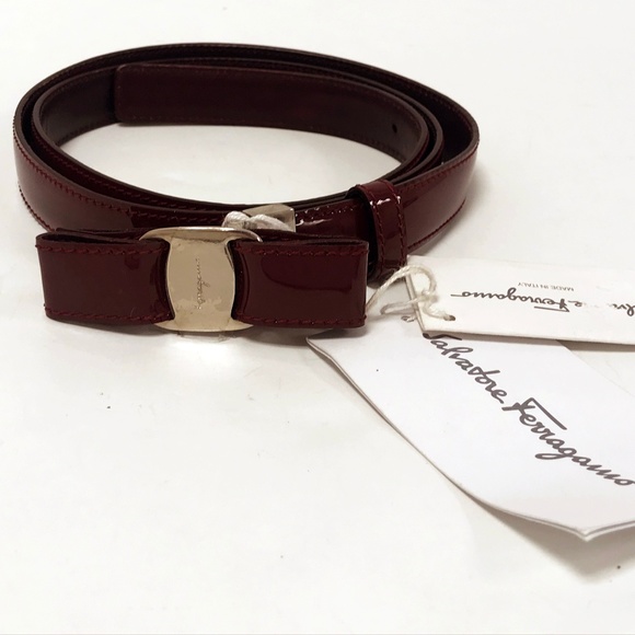 Salvatore Ferragamo Bordeaux Patent Leather Belt Size XL NWT main image 6